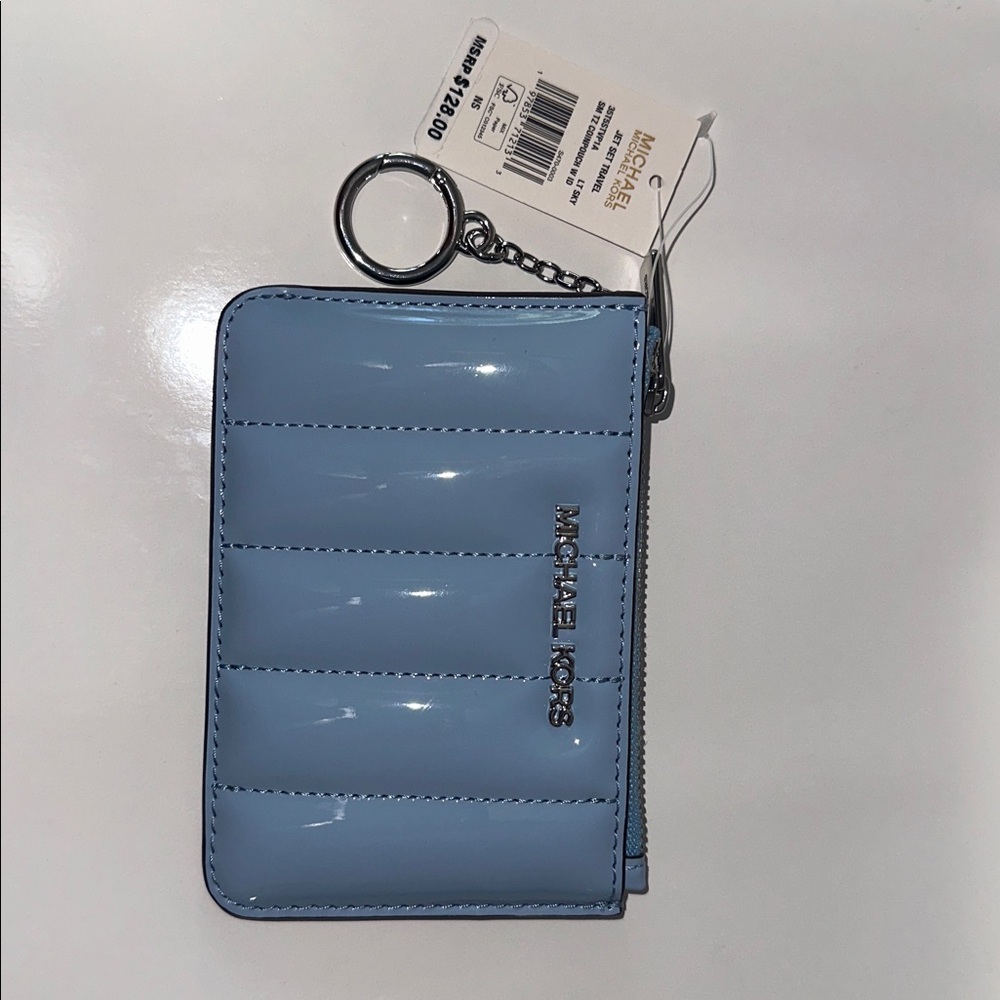 Brand new Michael Kors Light Blue Quilted Card Holder